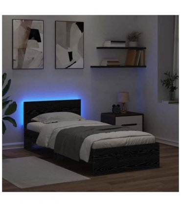 vidaXL Bed Frame with Headboard Black Oak 100 x 200 cm Engineered Wood