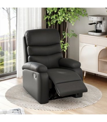 HOMCOM Manual Recliner Chair Armchair for Living Room with Footrest Black