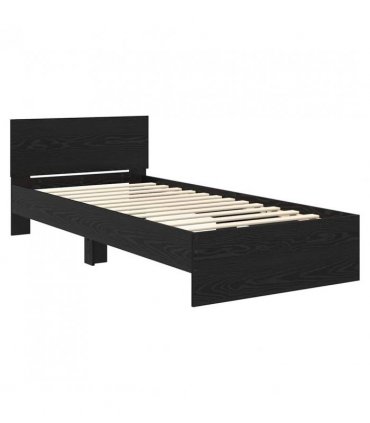 vidaXL Bed Frame with Headboard Black Oak 100 x 200 cm Engineered Wood