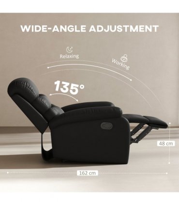 HOMCOM Manual Recliner Chair Armchair for Living Room with Footrest Black