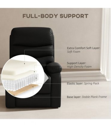 HOMCOM Manual Recliner Chair Armchair for Living Room with Footrest Black