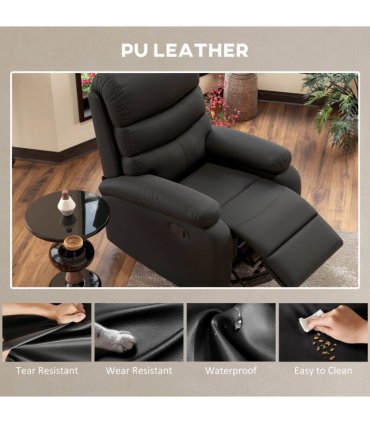 HOMCOM Manual Recliner Chair Armchair for Living Room with Footrest Black