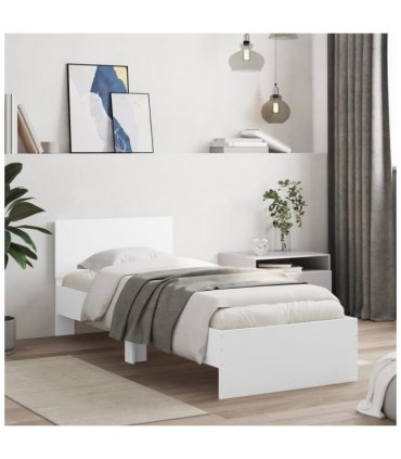 vidaXL Bed Frame without Mattress with LED Lights White 90x200 cm — Size: 90 x 200 cm