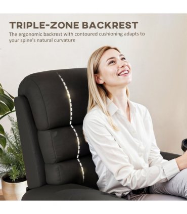 HOMCOM Manual Recliner Chair Armchair for Living Room with Footrest Black