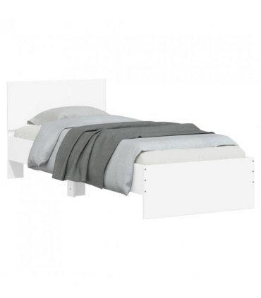 vidaXL Bed Frame without Mattress with LED Lights White 90x200 cm — Size: 90 x 200 cm