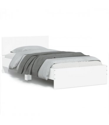 vidaXL Bed Frame without Mattress with LED Lights White 100x200 cm — Size: 100 x 200 cm