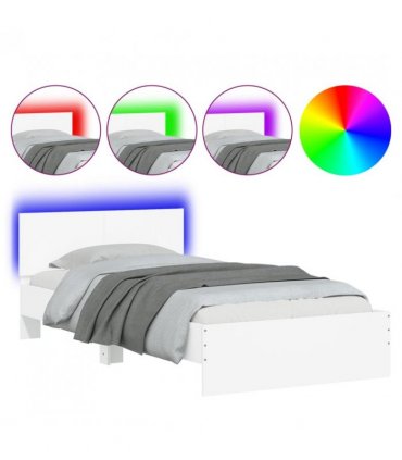 vidaXL Bed Frame without Mattress with LED Lights White 100x200 cm — Size: 100 x 200 cm