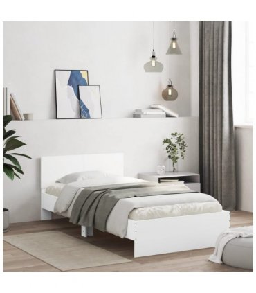 vidaXL Bed Frame without Mattress with LED Lights White 100x200 cm — Size: 100 x 200 cm