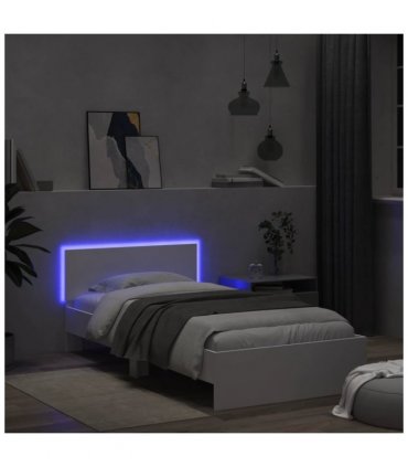 vidaXL Bed Frame without Mattress with LED Lights White 100x200 cm — Size: 100 x 200 cm