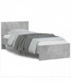 vidaXL Bed Frame without Mattress with LED Lights Concrete Grey 75x190 cm Small Single — Size: 75 x 190 cm
