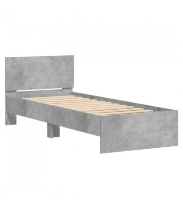 vidaXL Bed Frame without Mattress with LED Lights Concrete Grey 90x190 cm Single — Size: 90 x 190 cm