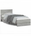 vidaXL Bed Frame without Mattress with LED Lights Grey Sonoma 90x190 cm Single — Size: 90 x 190 cm
