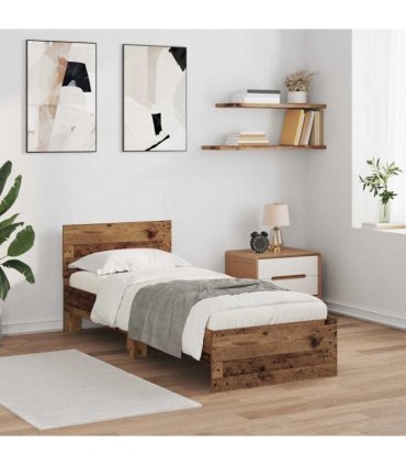 vidaXL Bed Frame with Headboard Old Wood 75 x 190 cm Engineered Wood — V0672046420
