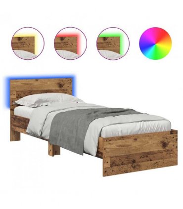 vidaXL Bed Frame with Headboard Old Wood 75 x 190 cm Engineered Wood — V0672046420
