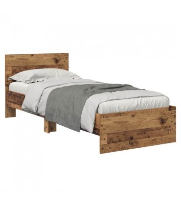 vidaXL Bed Frame with Headboard Old Wood 75 x 190 cm Engineered Wood — V0672046420