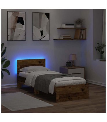 vidaXL Bed Frame with Headboard Old Wood 75 x 190 cm Engineered Wood — V0672046420