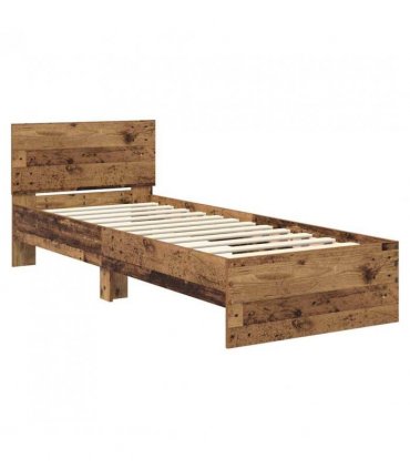 vidaXL Bed Frame with Headboard Old Wood 75 x 190 cm Engineered Wood — V0672046420
