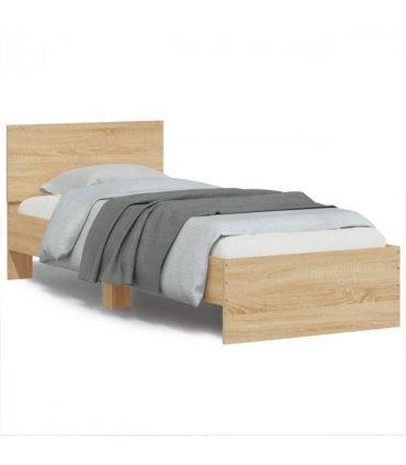 vidaXL Bed Frame without Mattress with LED Lights Sonoma Oak 90x190 cm Single — Size: 90 x 190 cm