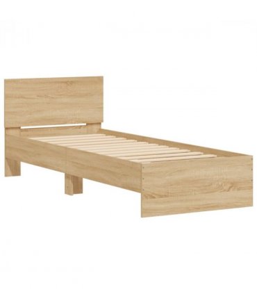 vidaXL Bed Frame without Mattress with LED Lights Sonoma Oak 90x190 cm Single — Size: 90 x 190 cm