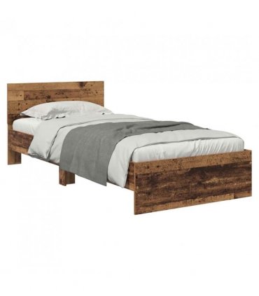 vidaXL Bed Frame with Headboard Old Wood 90 x 190 cm Engineered Wood — V0672046422