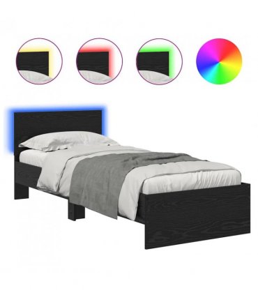 vidaXL Bed Frame with Headboard Black Oak 75 x 190 cm Engineered Wood — V0672046423