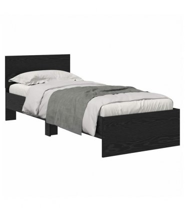 vidaXL Bed Frame with Headboard Black Oak 75 x 190 cm Engineered Wood — V0672046423