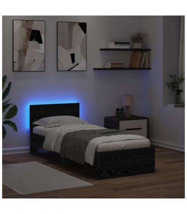 vidaXL Bed Frame with Headboard Black Oak 75 x 190 cm Engineered Wood — V0672046423