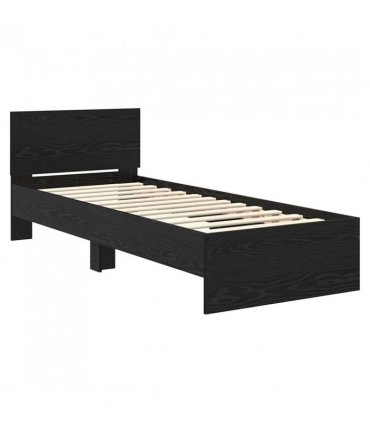 vidaXL Bed Frame with Headboard Black Oak 75 x 190 cm Engineered Wood — V0672046423
