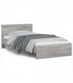 vidaXL Bed Frame without Mattress with LED Lights Grey Sonoma 100x200 cm — Size: 100 x 200 cm
