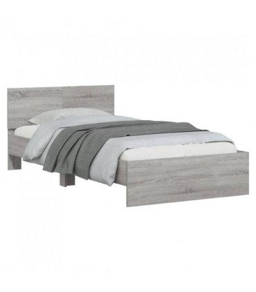 vidaXL Bed Frame without Mattress with LED Lights Grey Sonoma 100x200 cm — Size: 100 x 200 cm