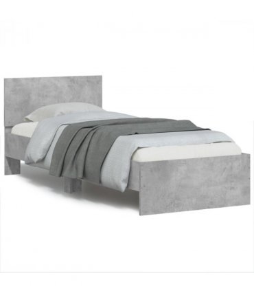 vidaXL Bed Frame without Mattress with LED Lights Concrete Grey 90x200 cm — Size: 90 x 200 cm — V0672046425
