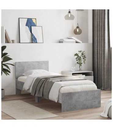 vidaXL Bed Frame without Mattress with LED Lights Concrete Grey 90x200 cm — Size: 90 x 200 cm — V0672046425