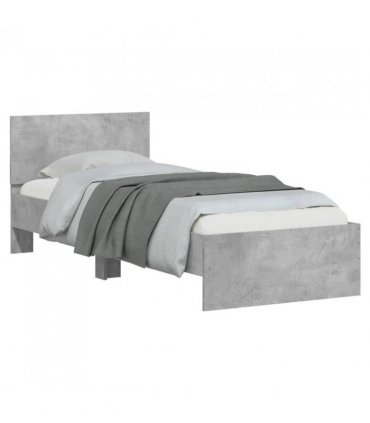 vidaXL Bed Frame without Mattress with LED Lights Concrete Grey 90x200 cm — Size: 90 x 200 cm — V0672046425