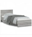 vidaXL Bed Frame without Mattress with LED Lights Grey Sonoma 90x200 cm — Size: 90 x 200 cm
