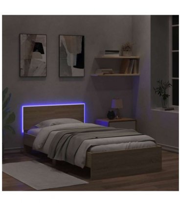 vidaXL Bed Frame without Mattress with LED Lights Sonoma Oak 100x200 cm — Size: 100 x 200 cm