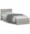vidaXL Bed Frame without Mattress with LED Lights Grey Sonoma 75x190 cm Small Single — Size: 75 x 190 cm