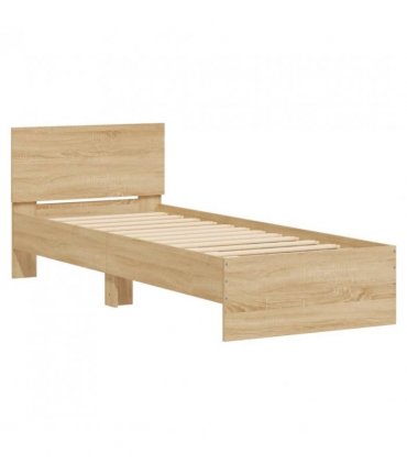 vidaXL Bed Frame without Mattress with LED Lights Sonoma Oak 75x190 cm Small Single — Size: 75 x 190 cm