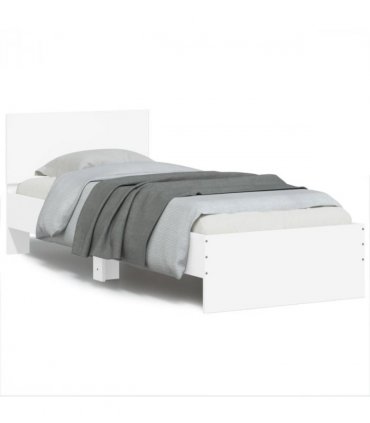 vidaXL Bed Frame without Mattress with LED Lights White 90x190 cm Single — Size: 90 x 190 cm