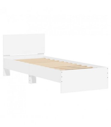 vidaXL Bed Frame without Mattress with LED Lights White 90x190 cm Single — Size: 90 x 190 cm