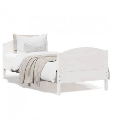 vidaXL Bed Frame without Mattress White 100x200 cm Solid Wood Pine — Size: 100 x 200 cm — V0672046459