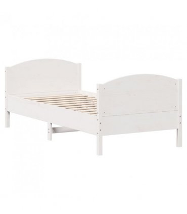 vidaXL Bed Frame without Mattress White 100x200 cm Solid Wood Pine — Size: 100 x 200 cm — V0672046459