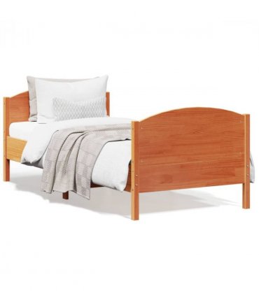 vidaXL Bed Frame without Mattress Wax Brown 75x190 cm Small Single Solid Wood Pine — Size: 75 x 190 cm — V0672046461