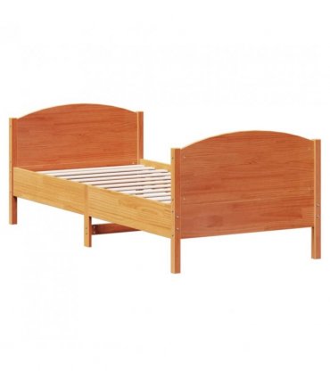 vidaXL Bed Frame without Mattress Wax Brown 75x190 cm Small Single Solid Wood Pine — Size: 75 x 190 cm — V0672046461