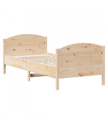vidaXL Bed Frame without Mattress 75x190 cm Small Single Solid Wood Pine — Colour: natural, Size: 75 x 190 cm — V0672046463