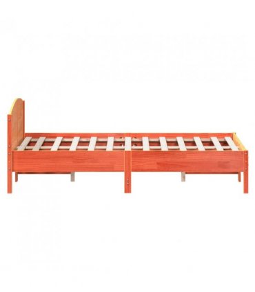 vidaXL Bed Frame without Mattress Wax Brown 140x200 cm Solid Wood Pine — Size: 140 x 200 cm — V0672046468