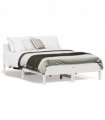 vidaXL Bed Frame | White | Solid Pine Wood, Plywood | Double | Durable — Size: 135 x 190 cm