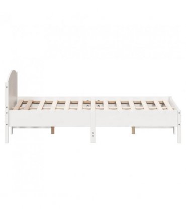 vidaXL Bed Frame | White | Solid Pine Wood, Plywood | Double | Durable — Size: 135 x 190 cm