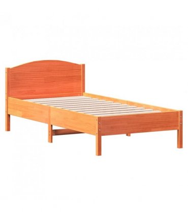 vidaXL Bed Frame without Mattress Wax Brown 75x190 cm Small Single Solid Wood Pine — Size: 75 x 190 cm — V0672046476
