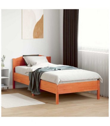 vidaXL Bed Frame without Mattress Wax Brown 75x190 cm Small Single Solid Wood Pine — Size: 75 x 190 cm — V0672046476