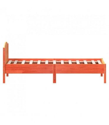vidaXL Bed Frame without Mattress Wax Brown 75x190 cm Small Single Solid Wood Pine — Size: 75 x 190 cm — V0672046476